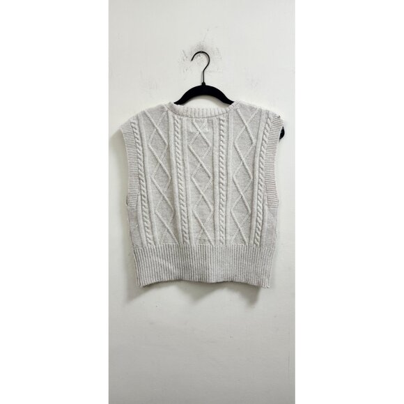 Pink Rose Beige Cable Knit Sweater Vest Women’s S V-Neck Sleeveless Diamond - Picture 4 of 9